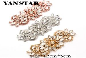 YANSTAR 5 pièces entières 125CM clair or Rose cristal strass Appliques Patch pour robe de mariée ceinture YS8479119489