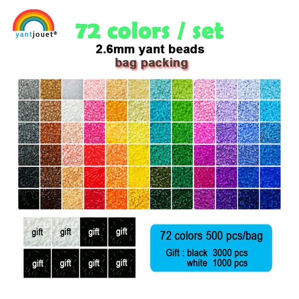 Yantjouet 2,6 mm Mini Beads Kit 24 48 72Color / Set For Kid Hama Perles DIY Puzzles de haute qualité Gift Handmade Children Toy