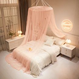 Yanyangtiaans koepelmosquito net roze meisje luifel over het bed opvouwbare muggen netto deur baby wieg anti-mosquito 240409