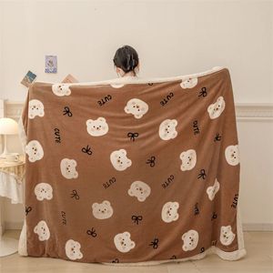 Yanyangtian Plaid Warm Autumn Winter Cartoon Deken Dubbele wollen deken Kerstslapen op de bed Sofa Cover ademende 240326