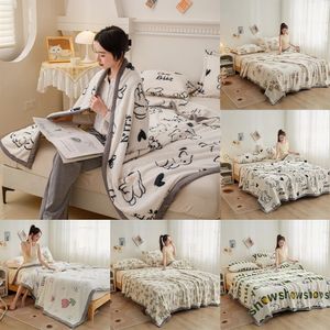 Yanyangtian Winter Warm Plaid Deken Comfortabele cartoon bed Cover Solid Color Office Multifunction Travel 240409
