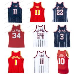 Yao Ming Rocket Basketball Jersey Houstons Hakeem Olajuwon Tracy McGrady Francis Clyde Drexler Cassell Elie Throwback Red Blue White Size S-xxl