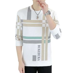 Yao Yao Kraag Xi'an Heren Trui Lente Ronde Hals Losse Bodem Mode Veelzijdige Letter Gedrukt T-shirt Met Lange Mouwen