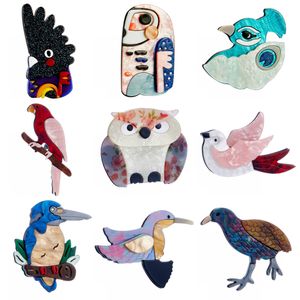 YAOLOGE mignon oiseau acrylique broches pour femmes enfants créatif dessin animé Animal Badge broche broche sac décoration robe de soirée bijoux