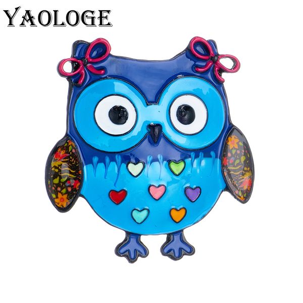 YAOLOGE belle coloré émail hibou broches pour femmes enfants créatif dessin animé Animal oiseau Badge décontracté bureau broche broches cadeaux