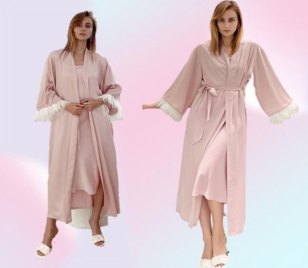 Yaoting Kimono Pink Pajamas Pajamas Satin Sexy Womnet Camisón de baño personalizado