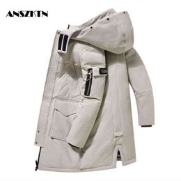 YAPU 2021, chaqueta de plumón de pato blanco para hombre, chaqueta acolchada gruesa con capucha cálida, abrigo informal de alta calidad para hombre, abrigo térmico G1115