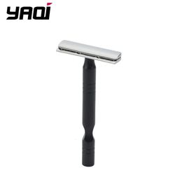 YAQI – rasoir de sécurité pour hommes, poignée en aluminium chromé et noir, lame AC légère, Excalibur à simple tranchant, 240129