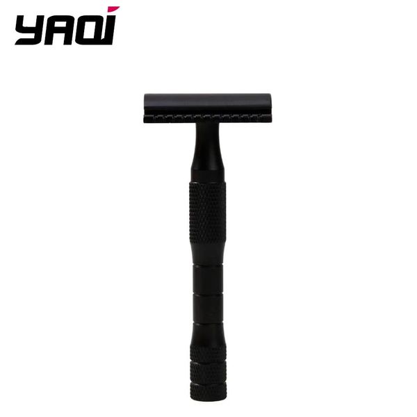 YAQI – rasoir de sécurité pour hommes, couleur noir mat, poignée en laiton, Double tranchant, rasage, 240228