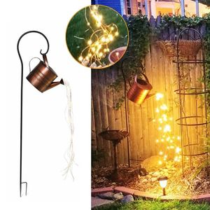 Yard Garden Art Stars Douche Led Waterfall String Light Decor Romantische Vlinder Watering Can Outdoor Landschap Lawn Fairy Lamp Decoraties
