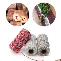 Fil 1 rouleau 100 mètres 2 mm coton boulangers ficelle corde corde rustique pays artisanat fait à la main cadeau de Noël décoration de la maison fournitures Drop Dh8Xo