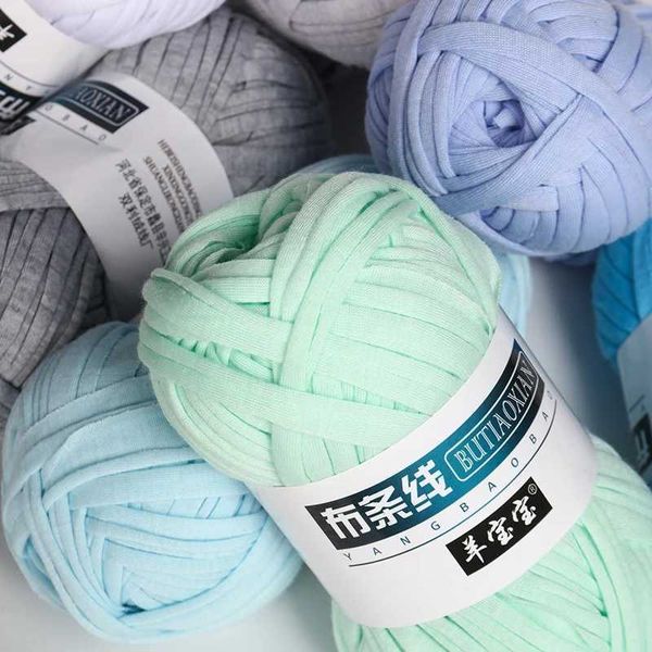 Fil 100g/boule 2cm laine T-shirt fil coton tricot tissu bricolage doux tissé matériel de couture tapis sac à main curseur P230601