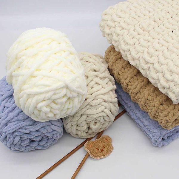 Fil 100g / boule Chenille tricoté doux rayure de glace coton écharpe chapeau pad poupée pantoufle crochet bricolage fil de laine à la main belle P230601