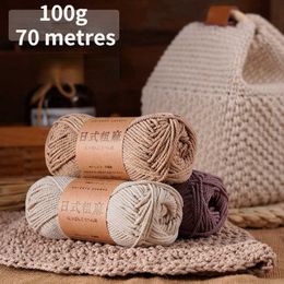 Fil 100g / boule de laine japonaise écologique en coton torsadé anti-boulochage fil à haute résistance utilisé pour les chapeaux de sac au crochet à la main P230601