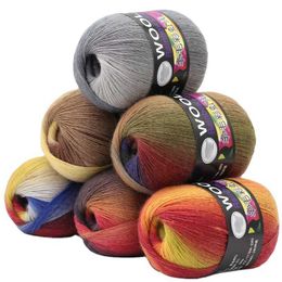 Fil 100g / boule fil de laine arc-en-ciel segmenté teinture gradient ligne bricolage tricoté à la main crochet vêtements Lanas peluche livraison gratuite P230601
