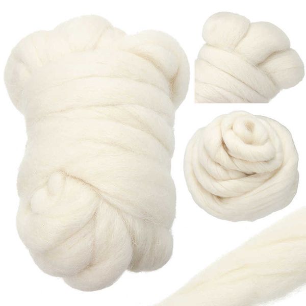 Fil 100g blanc naturel Roving couture bricolage filé à la main poupée feutre P230601
