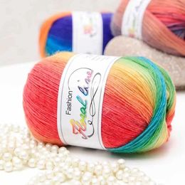 Fil 3*100g/pelote = 300g fil de laine utilisé pour tricoter couleur arc-en-ciel crochet châle écharpe pull tissé à la main P230601