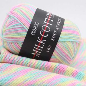 Fil 50g 23 couleur double tricot crochet lait à main en soie en soie douce bébé coton laine de coton diy procédé pull tricoté chapelet écran p230601