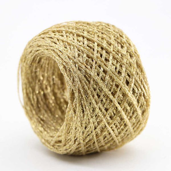 Fil 50g / boule avec des couleurs uniques d'agrégats de fils métalliques de coton d'argent d'or fil de crochet brillant sacs d'artisanat tissés à la main livraison gratuite P230601