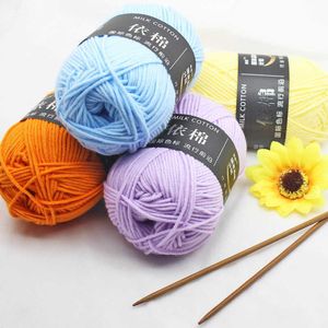 Fil 50g/rouleau 4 couches lait coton laine tricoté teinture Lanas crochet processus pull chapeau poupée bas prix P230601