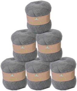 Hilo de 6 bolas de lana Mohil de Angola, hilo de punto de felpa suave de Cachemira hecho a mano, Lanas de ganchillo, bufanda artesanal, hilo para suéter, envío gratis P230601