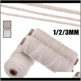 Fil vêtements tissu vêtements livraison directe 2021 12M de diamètre torsadé artisanat Rame cordon Artcraft chaîne bricolage à la main tressé couleur coton corde