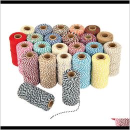 Fil Vêtements Tissu Vêtements Drop Delivery 2021 100 Mètres / Rouleau 2Mm Double Couleur Coton Baker Ficelle Bricolage À La Main Corde Accessoires Twisted Cor