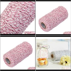 Garen Kleding Kleding DROP LEVERING 2021 100 M Katoen Bakkers Twine String Cord Glazen Fles Geschenkdoos Decor Craft PinkWhite Mlunv