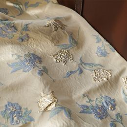 Garen geverfd reliëf Gold Silk Jade Orchid Jacquard Fabric voor dames bagageschoenen kledingstof