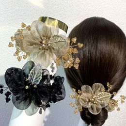 Fil fleur cheveux anneaux corde femmes fille queue de cheval cravates élastiques bandes de cheveux feuilles strass perles bandeaux chouchous accessoires