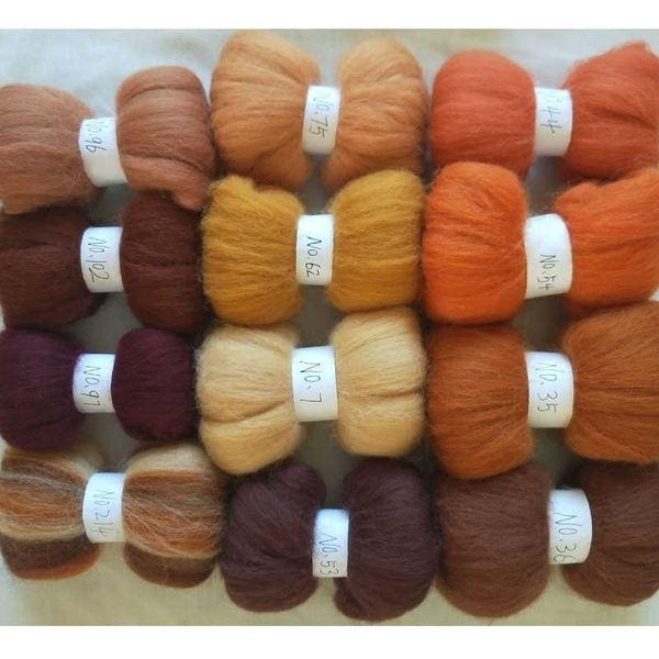 Fil WFPFBEC FELT 60g Merino aiguille feutre marron set 5g/couleur 12 couleurs P230601