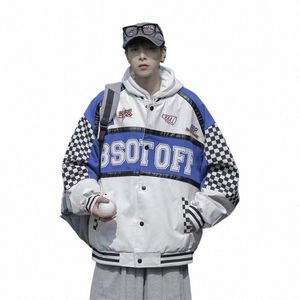Yasuguoji Hip Hop Lettres Patchwork College Vestes Hommes Patchwork Color Block Harajuku Bomber Veste Baseball PU Cuir Manteaux z2td #