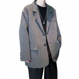 yasuguoji nouveau 2022 hommes solide noir blazers simple boutonnage coréen chic décontracté surdimensionné hommes vêtements d'extérieur poches ins simple lâche BF 96nn #