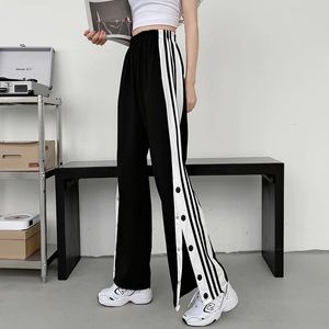 Yasuguoji Vintage Femmes Joggers Pantalons de survêtement Casual Split Fork Pantalons Femmes Stripe Hip Hop Sweat Pantal