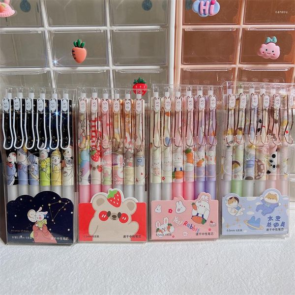 Yatniee 6 pièces stylo en boîte à séchage rapide mignon Gel 0.5 étudiants Kawaii stylos pour l'école papeterie produits trucs Anime