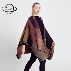 Yauamdb vrouwen capes jas winter vrouwelijke ponchos jas afdrukken wraps mode sjaal sjaal stolen dames bovenkleding kleding ly40