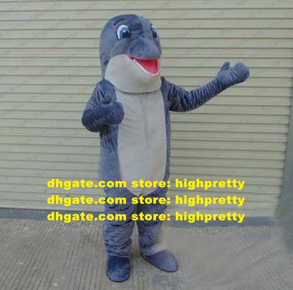 Yauld Blue Dolphin Marsopa Mar Hog Delphinids Ballena Cetáceo Mascota Disfraz Personaje de dibujos animados Mascotte Grey Belly Chin ZZ1825