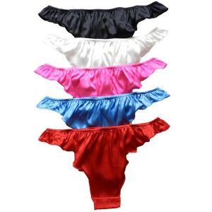 Yavorrs 5 stks Womens Zijden Slipje Sexy G String Thongs T Terug Satijn Bikini S-XXL26-41 3035
