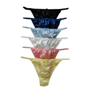 Yavorrs 6pcs culottes de bikini string en soie pure pour femmes270t