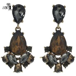 YaYi bijoux nouveau verre marron gris strass balancent cristal boucle d'oreille femmes mode antique couleur or gemme boucles d'oreilles 1165284Y