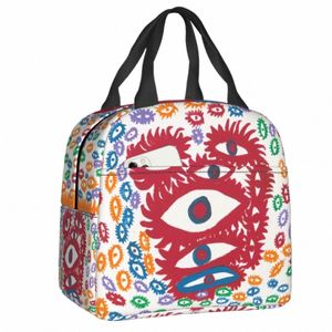 yayoi Kusama peinture abstraite sac à lunch isolé refroidisseur réutilisable boîte à bento thermique pour femmes enfants travail pique-nique déjeuner fourre-tout J8MR #