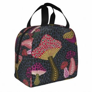 Yayoi Kusama Art Isulatule Lunch Sac Grand Polka Asthétique Mélier Consulter Sac Coide à lunch Boîte à lunch Tote Voyage Bento Pouche Z8RB #