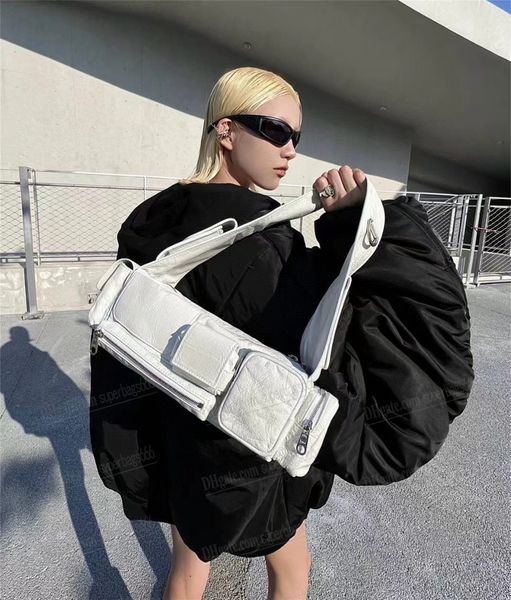 Bolsa de honda de XS SUPERBUSY EN NEGRO BLANCA LIMBRES HARDWARE PLATA Messengers Bags Bolsos de hombro Bolsos de diseño de lujo Moda Moda Crossbody