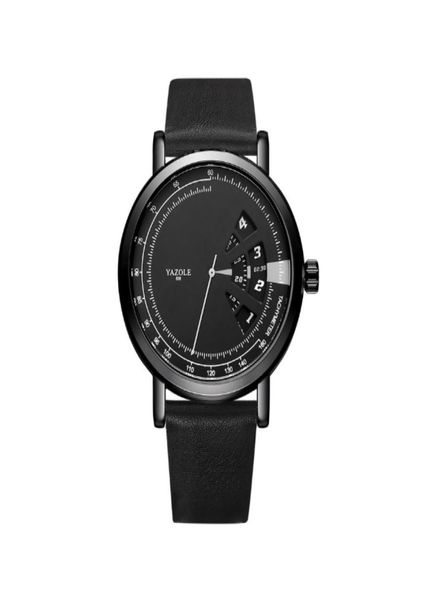 Yazole Fashion Creative Dial Personnalité Design Turntable Design Mens Watch Smart Sports World Time Watch Strap en cuir Wristwatch6901352