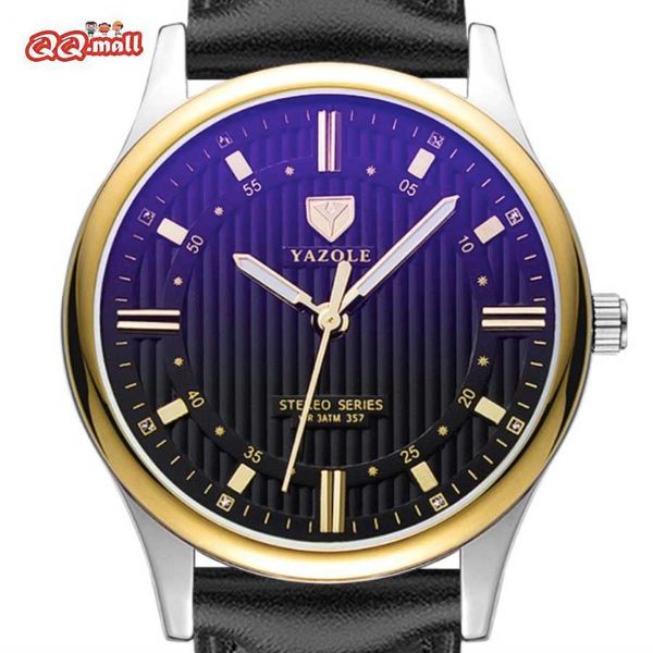 Yazole New Men Business Watch Luminous Waterproof Men Reloj de pulsera Casual Leisure Leather Clock Accesorio de moda Zegarek Meski G1022