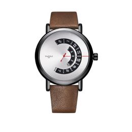 Yazolel уникальный циферблат, индивидуальный дизайн проигрывателя, мужские часы, умные спортивные часы с прозрачным мировым временем, молодежные наручные часы с кожаным ремешком271q