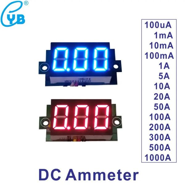 YB20C DC Amperio DC 0-10A 20A 30A 50A 100A 500A DC Corriente Medidor LED Ampere Digital Medidor Amp Panel Medidor de suministro Volt DC 3.5-30V