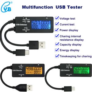 YB26D Digital LED USB Tester Voltmètre Ammeter Power Energy Capacity Resistance Indicator Couleur Afficher le courant de tension de tension