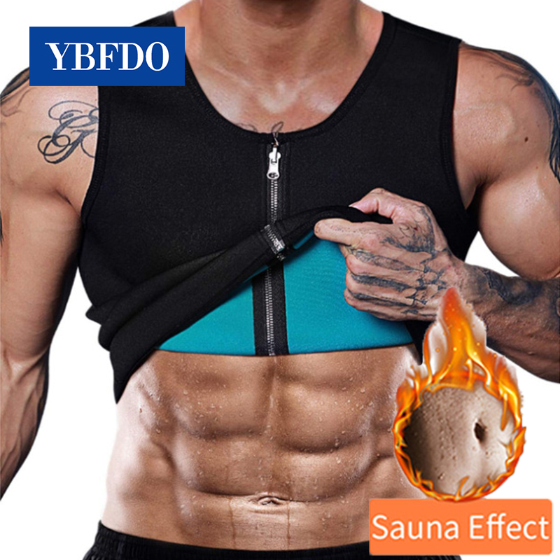 YBFDO Men Slimming Vest Body Shaper Neoprene Zipper Top Abdomen Fat Waist Trainer Vest Burning Shaperwear Waist Sweat Corset