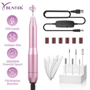 YBLNTEK Elektrische USB nagelboormachine 20000 RPM manicure pedicure boren nagelvijl voor acrylnagels gel polijsten vormgereedschap 240119